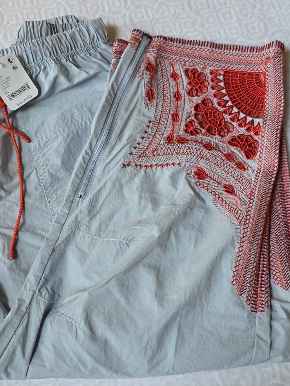 FP Movement Fly By Night Embroidered Utility Pants Steel Combo Zip NWT XS